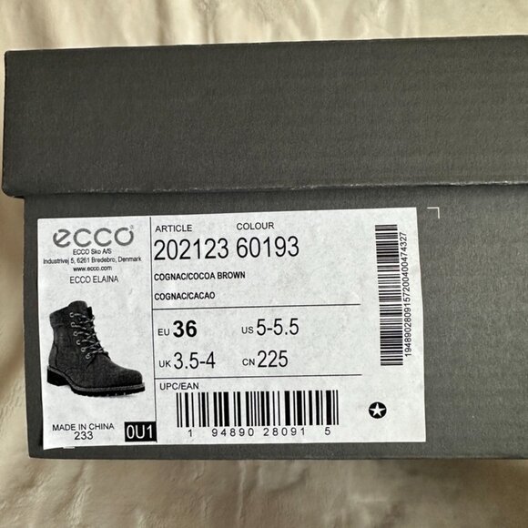NIB! Ecco Elaina Lace Hydromax Ankle Boot 202123 Womens Size 5-5.5 Cognac/Brown - Picture 12 of 12